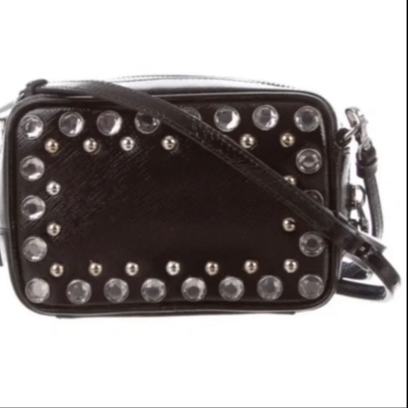 *PRADA* Bijoux Crystal Studded *Mini* Saffiano Patent Crossbody - Picture 6 of 12